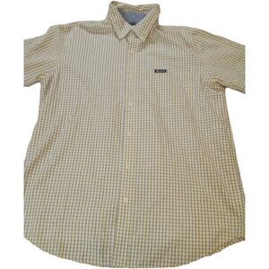 Man's Chaps Easy Care Short Sleeve Button Up Yellow Shirt Size‎ Large
